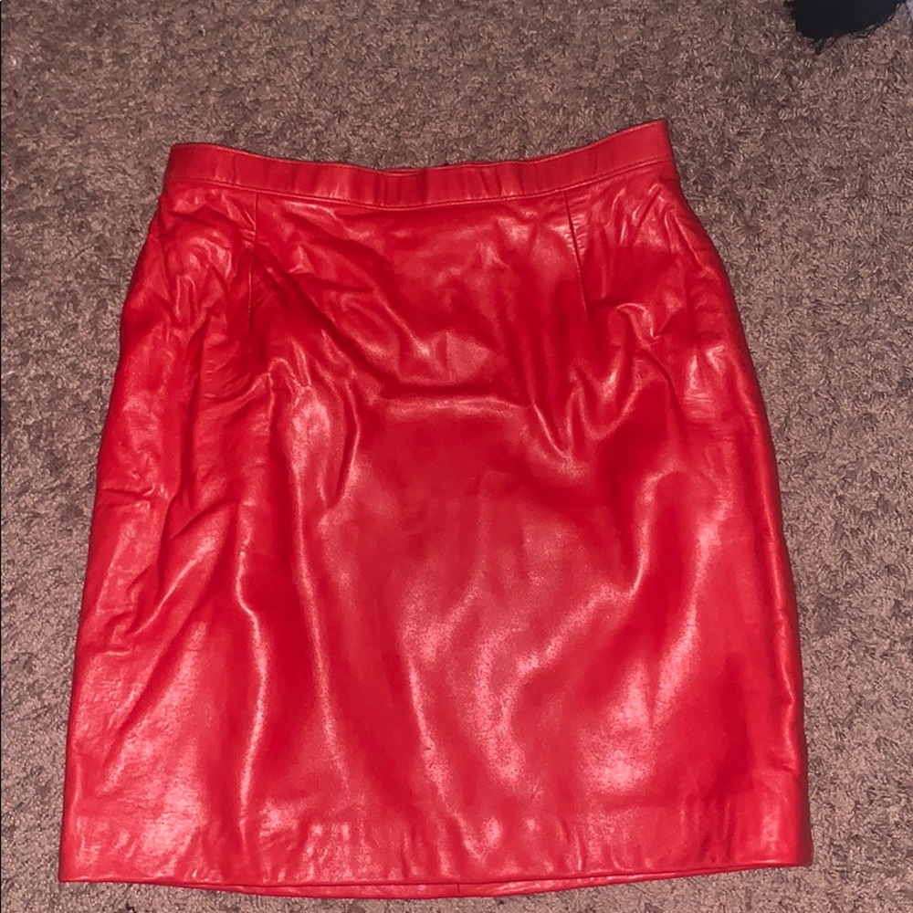 Fun and flirty red leather skirt